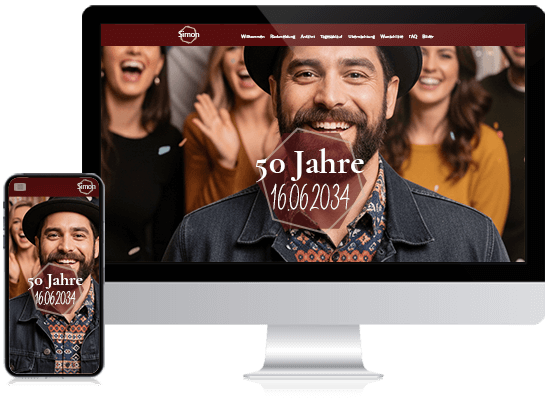 FeiPla Geburtstagshomepage mit Zu- und Absagen der Gäste