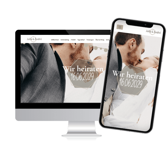Modernes Design für die Hochzeitshomepage